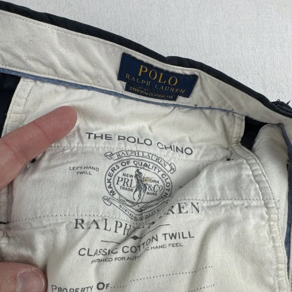 Polo Ralph Lauren Mens Navy Blue Chino classic cotton twill Pants fits 35*29